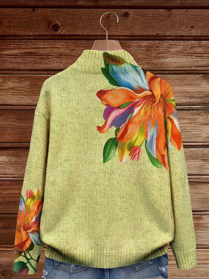 Amparo | Strickjacke mit mehrfarbigem Lilienmuster