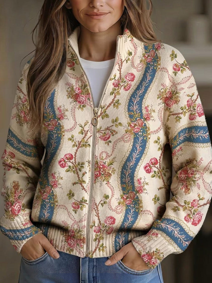 Alicia | Strickjacke mit Rosenranken-Muster