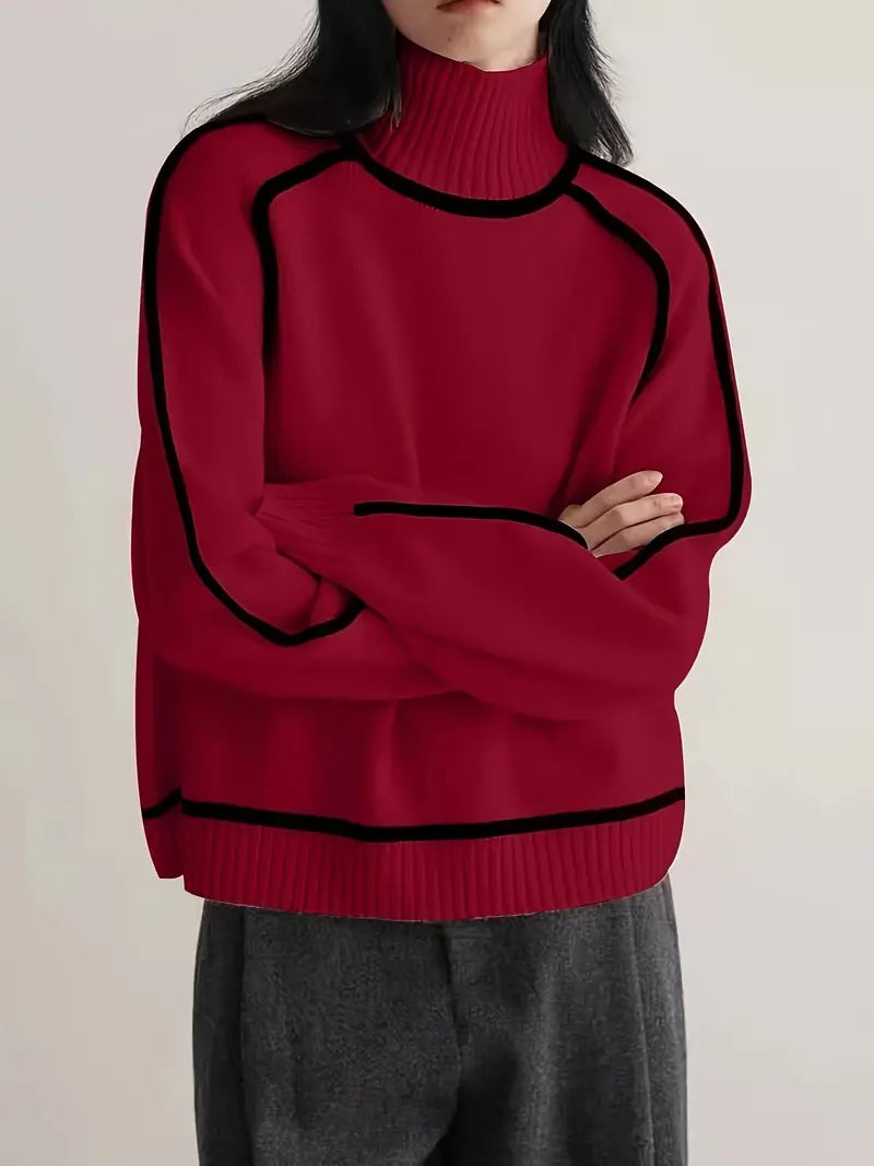 Carine | Eleganter Pullover mit hohem Kragen